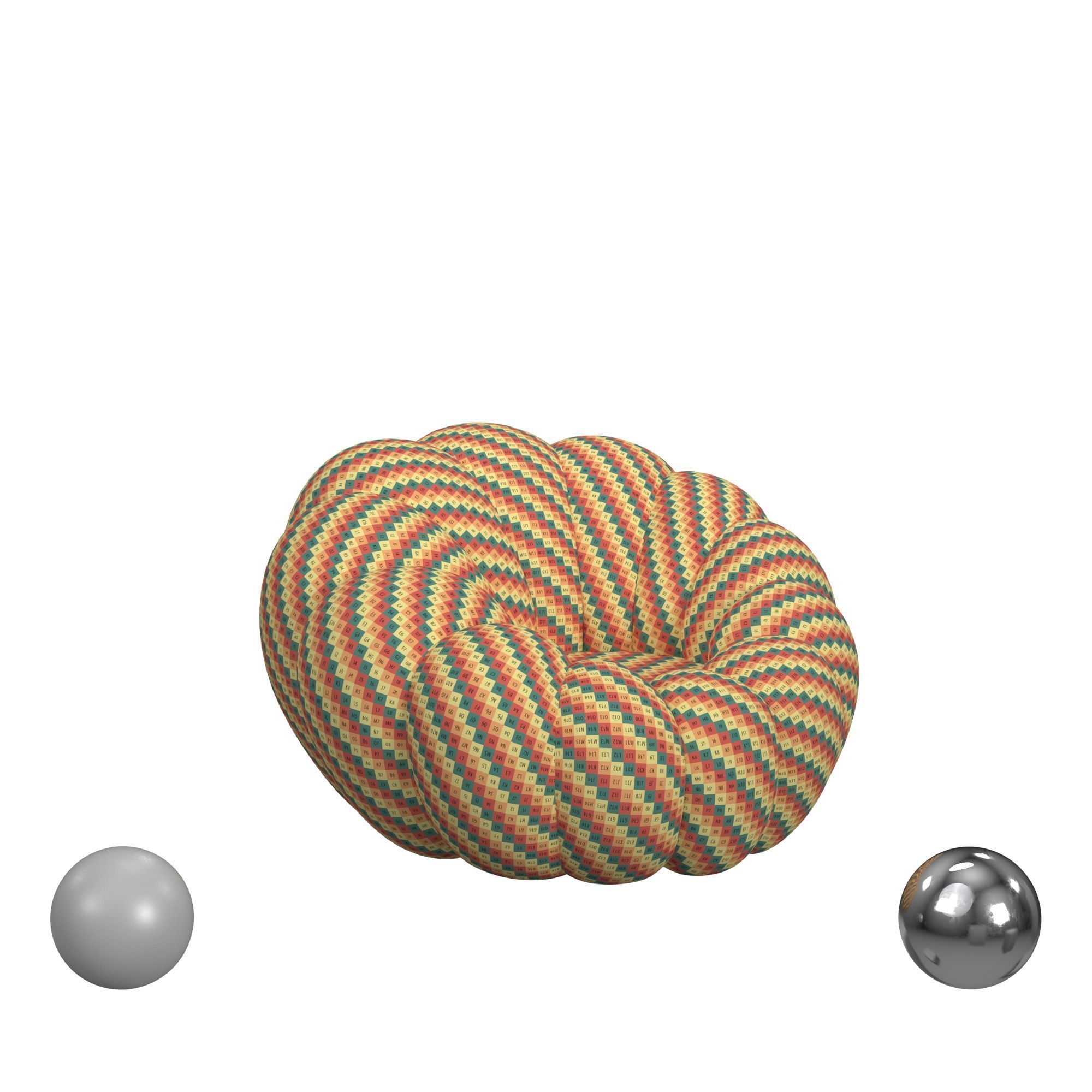 Bubble Swivel Chair In Red 3D model_2