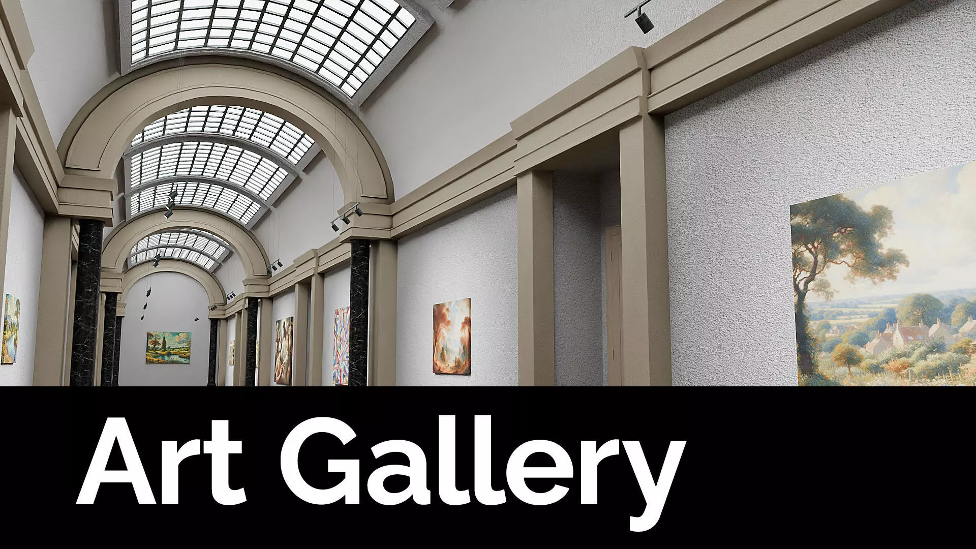 Art Gallery Interior 3D Model Modern Exhibition Hall 3D model