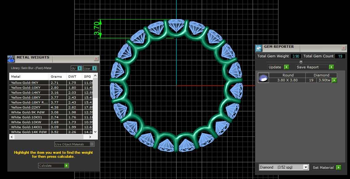 U Shaped Eternity Ring 3 point 6 mm stone size swiss 17 and EU57 3D print model_4