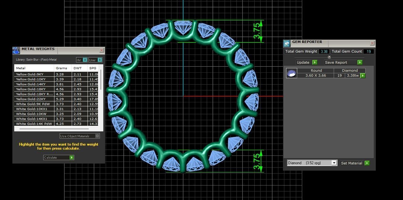 U Shaped Eternity Ring 3 point 6 mm stone size swiss 17 and EU57 3D print model_3