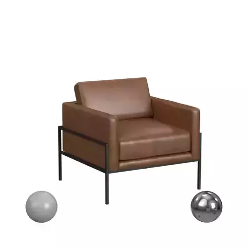 HomePop Modern Metal Frame Accent Chair - Brown Faux Leather