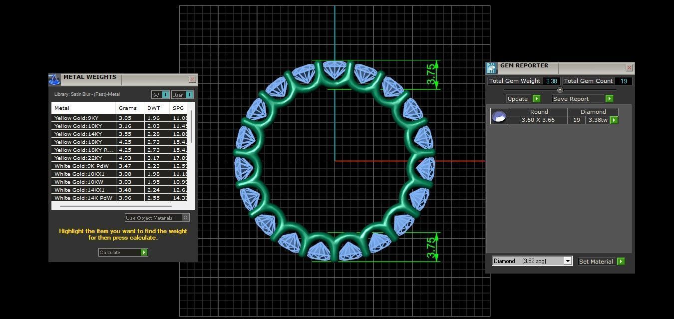 U Shaped Eternity Ring 3 point 6 mm stone size swiss 18 and EU58 3D print model_3