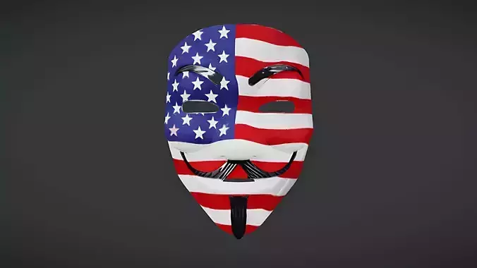 Patriotic Guy Fawkes Mask Low-poly 3D model