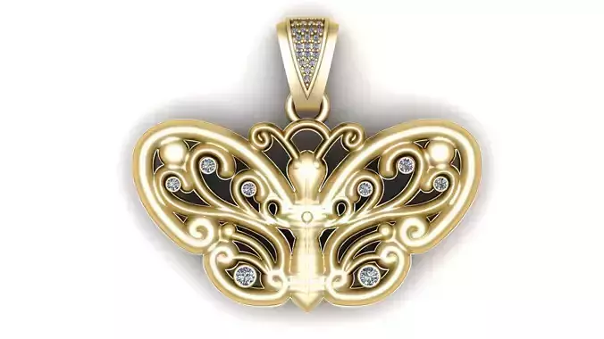 BUTTERFLY  SHAPE PENDANT 3D PRINTABLE MODEL 