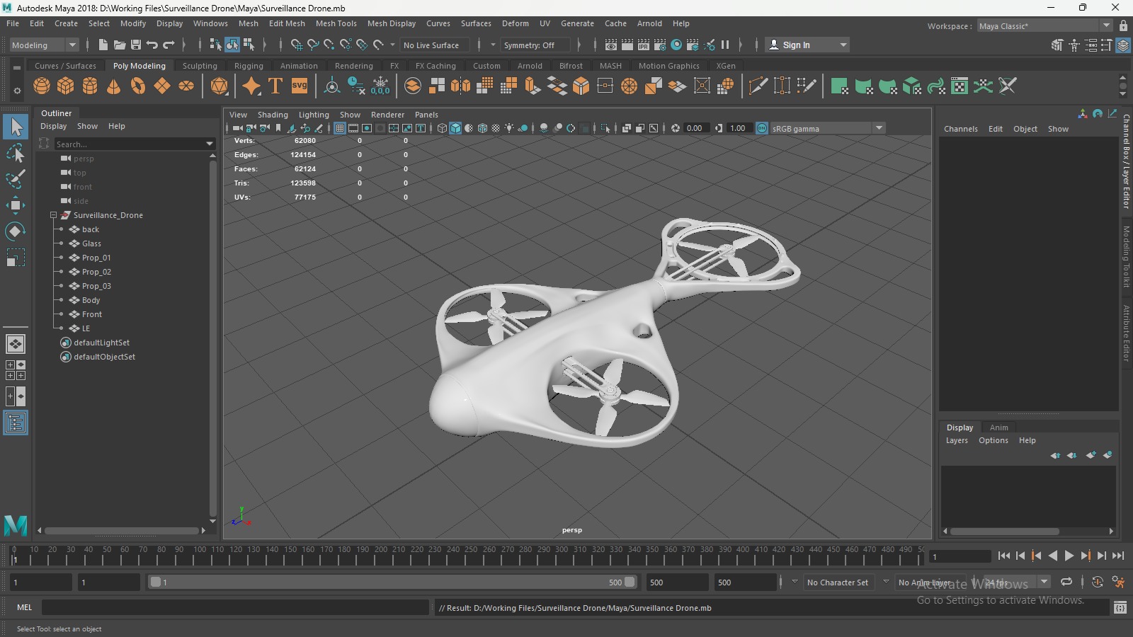 Surveillance Drone Low-poly 3D model_10