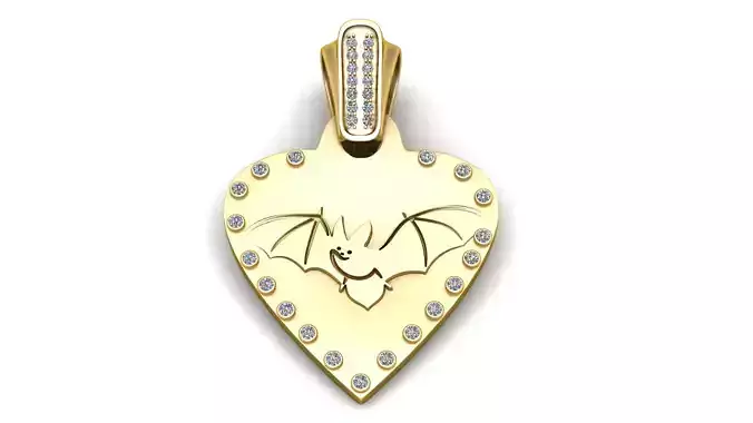BAT DESIGN DIAMOND SHAPE  PENDANT 3D PRITNABLE MODEL  3D print model