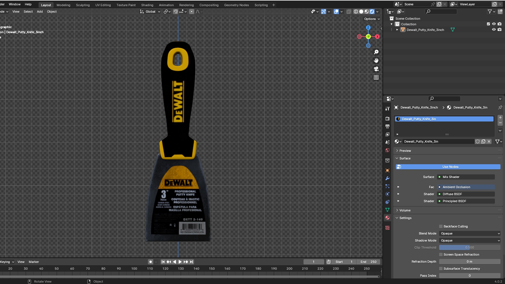 DeWalt Putty Knife 3inch Low-poly 3D model_4