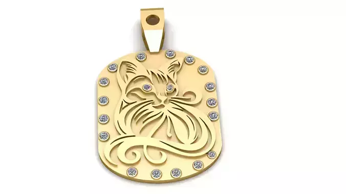 CAT DESIGN COIN  PENDANT 3D PRINTABLE MODEL
