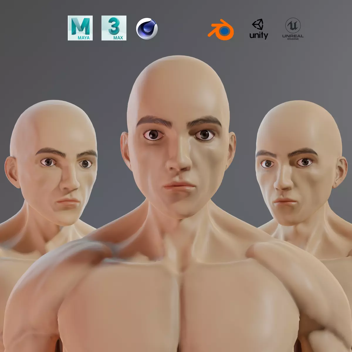 Realistic 3D Male Muscular Character Game-Ready Highly Detailed Low-poly 3D model