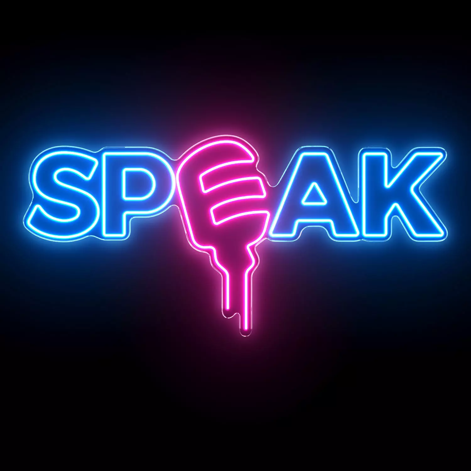 Speak Neon Sign 3D model_0