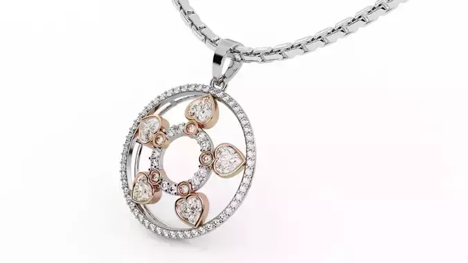 Round Floral Heart Pendant 