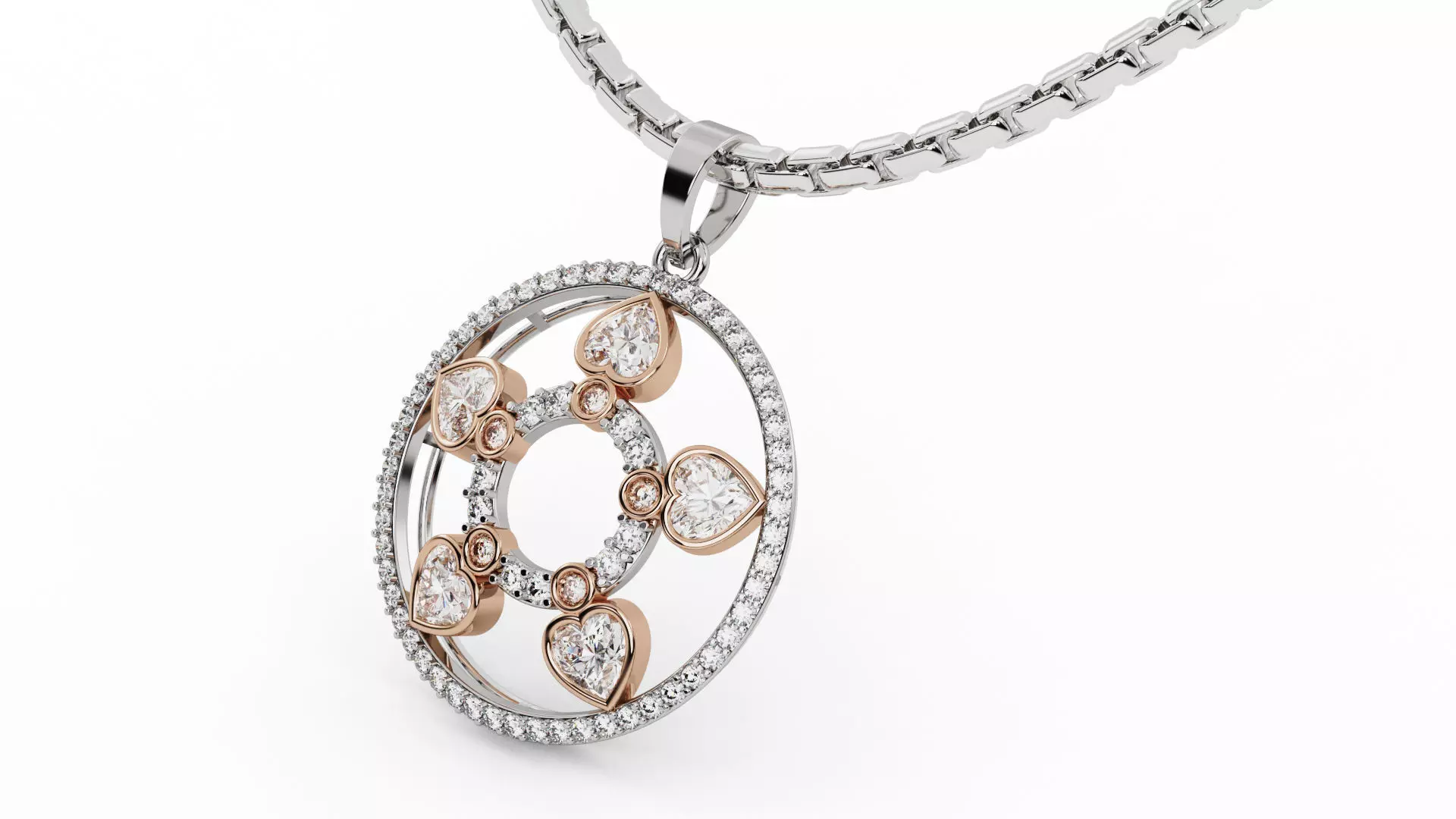 Round Floral Heart Pendant 3D print model