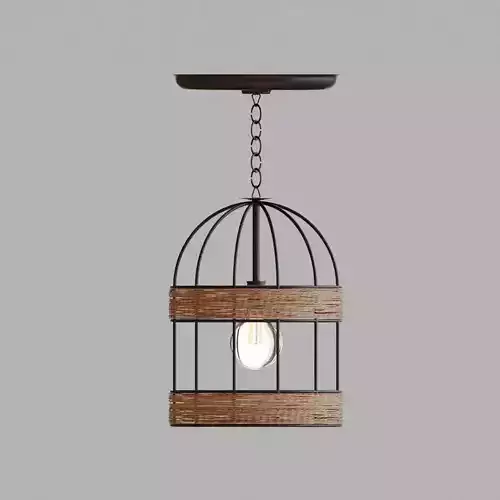 JUTE LAMP NATURE LAMP STEEL AND ROPE RUSTIC 3D model