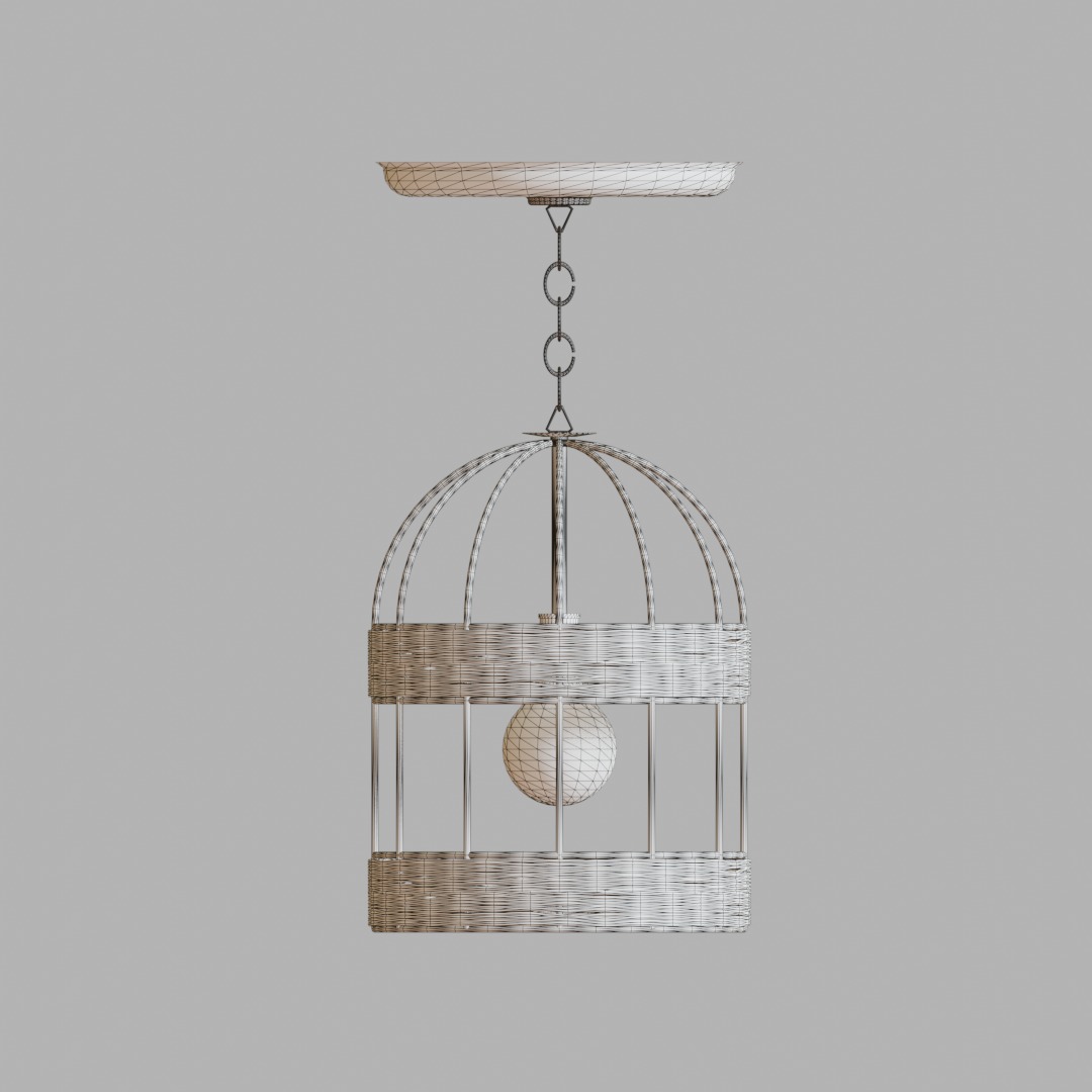 JUTE LAMP NATURE LAMP STEEL AND ROPE RUSTIC 3D model_6