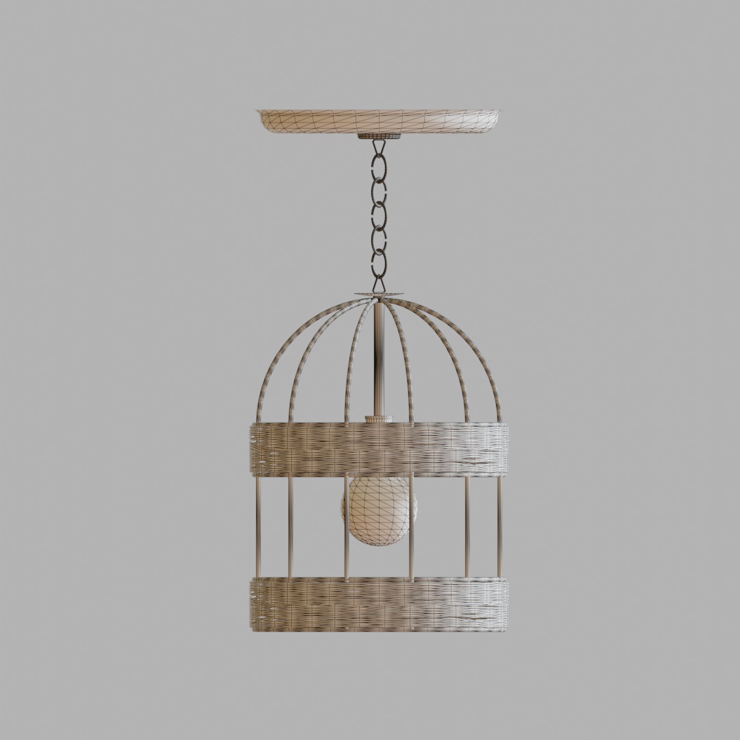 JUTE LAMP NATURE LAMP STEEL AND ROPE RUSTIC 3D model_5