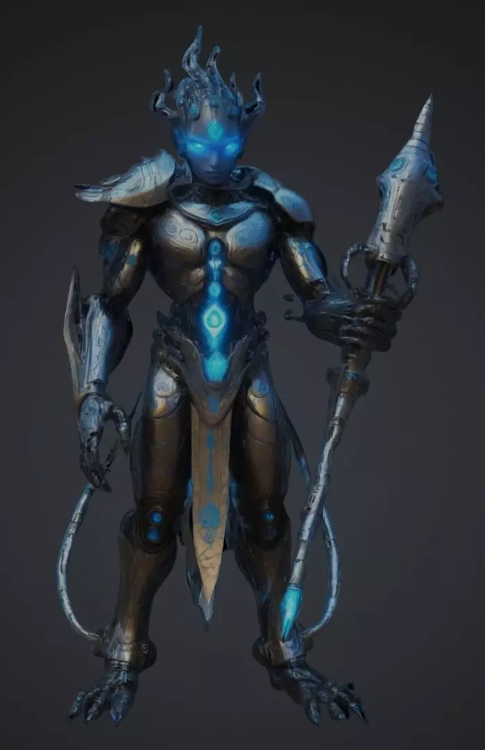 Futuristic Villan Boss Low-poly 3D model_0