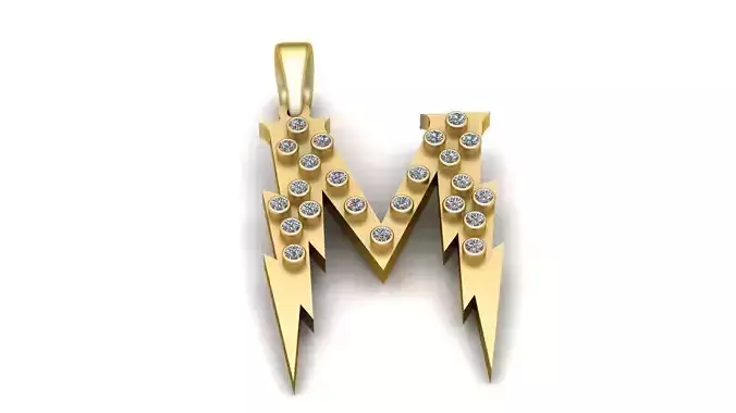 STYLISH APHABET M PENDANT 3D PRINTABLE MODEL