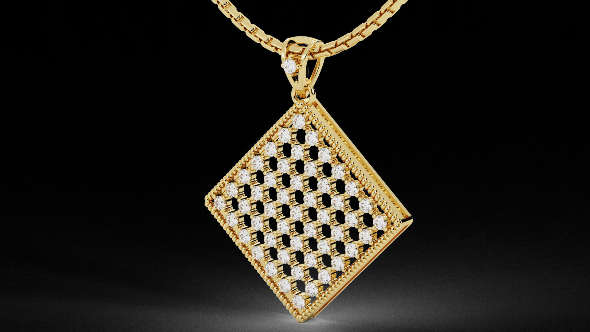 Square Mesh Pattern Diamond Pendant 3D print model_1