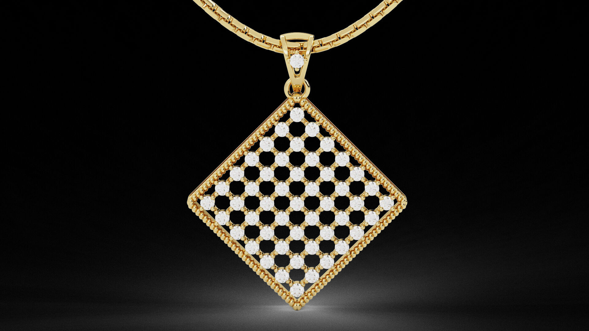 Square Mesh Pattern Diamond Pendant 3D print model_4
