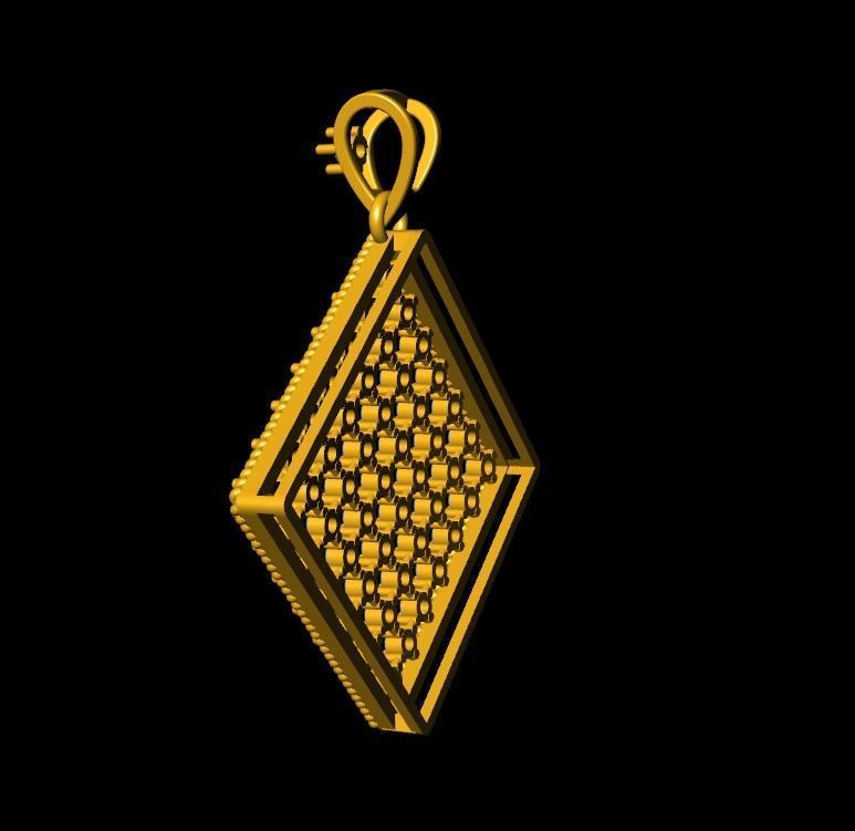 Square Mesh Pattern Diamond Pendant 3D print model_10