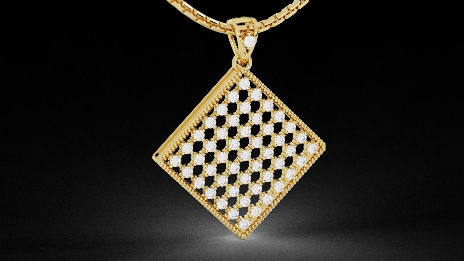 Square Mesh Pattern Diamond Pendant 3D print model_2