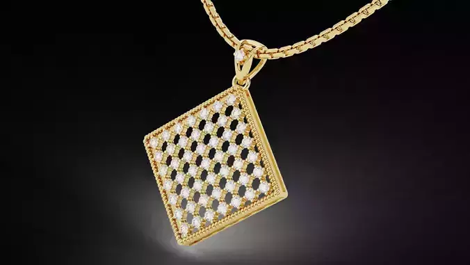 Square Mesh Pattern Diamond Pendant