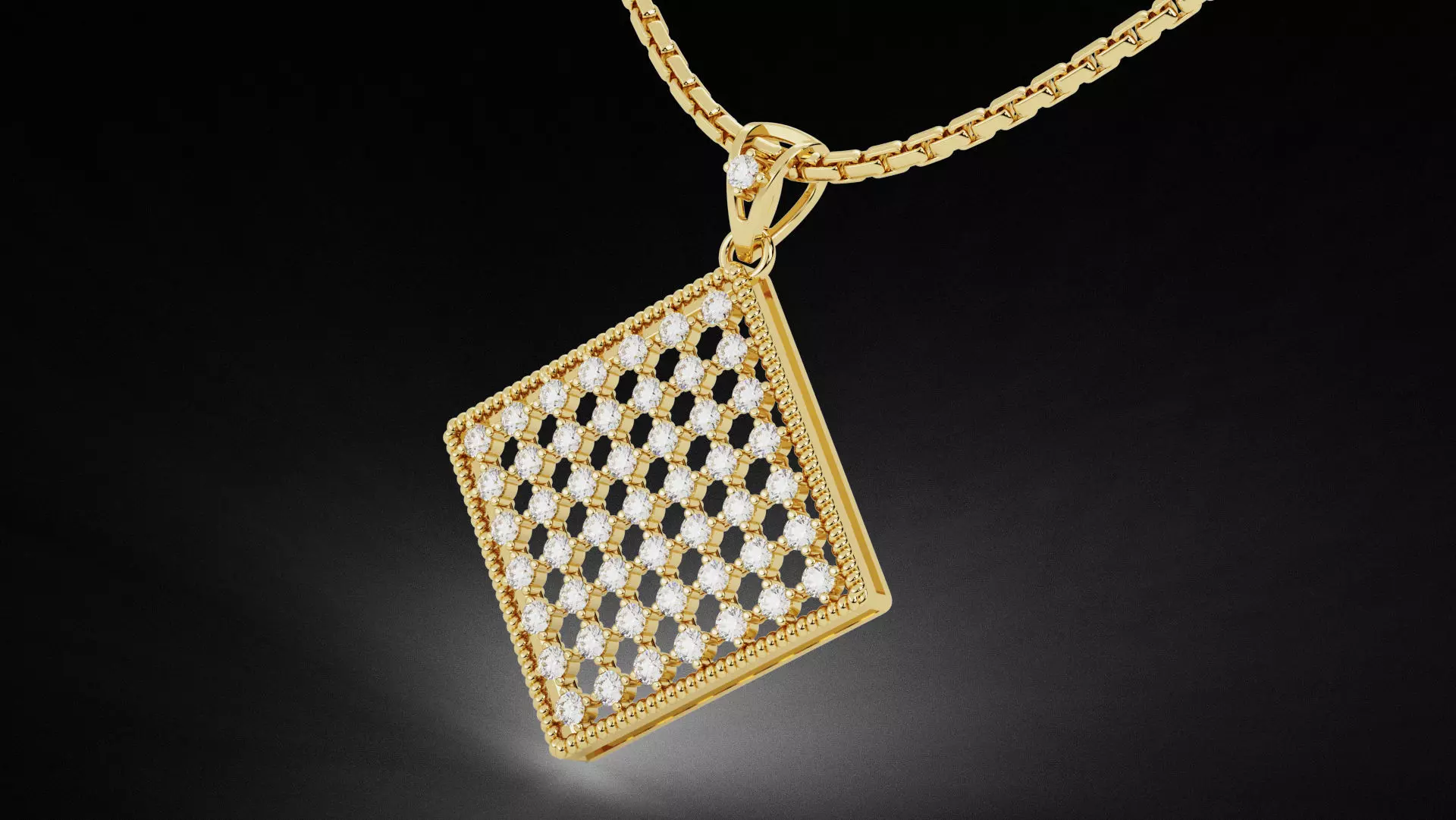 Square Mesh Pattern Diamond Pendant 3D print model_0