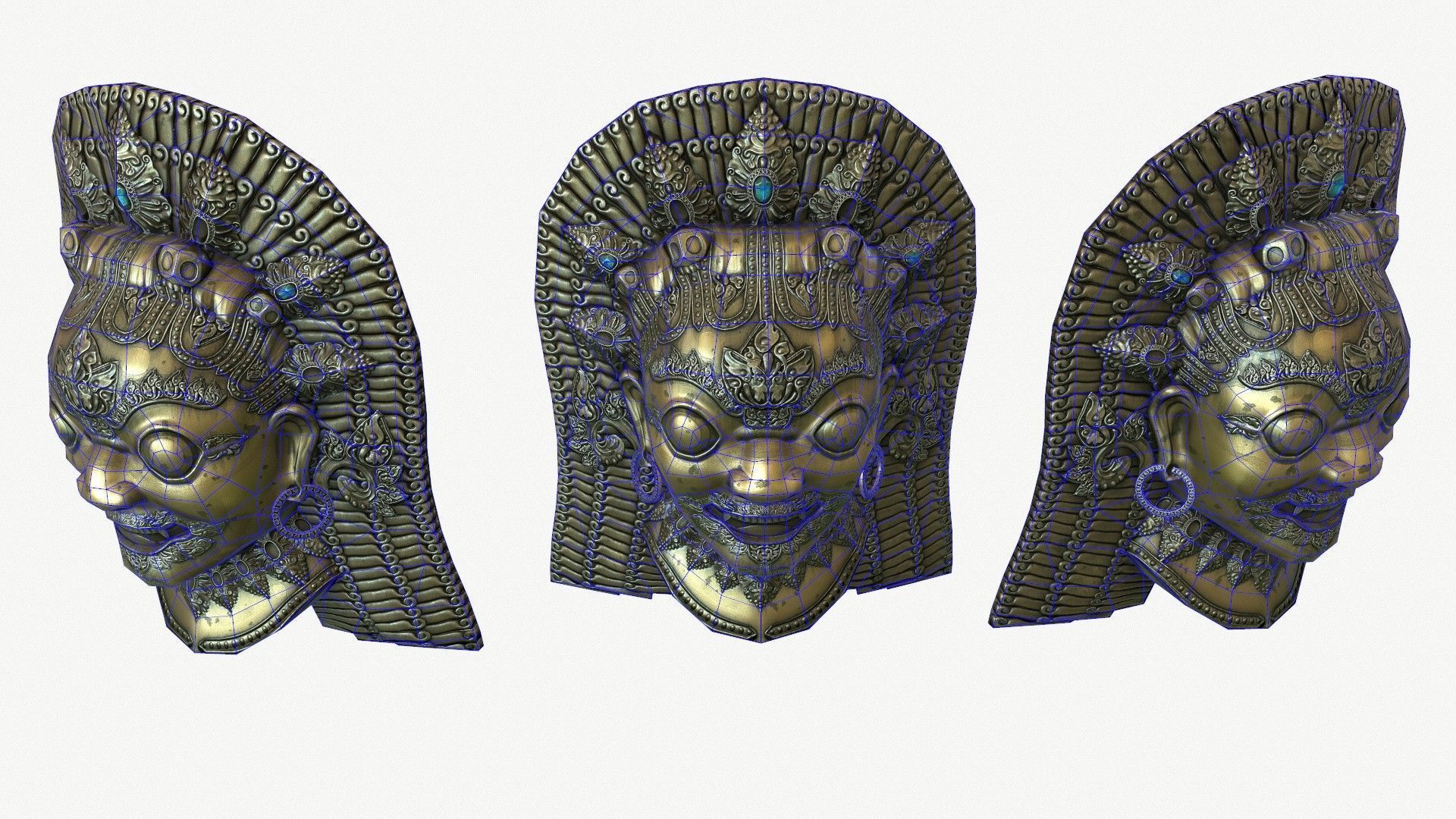 Antique Asian Sculpture Low-poly 3D model_9