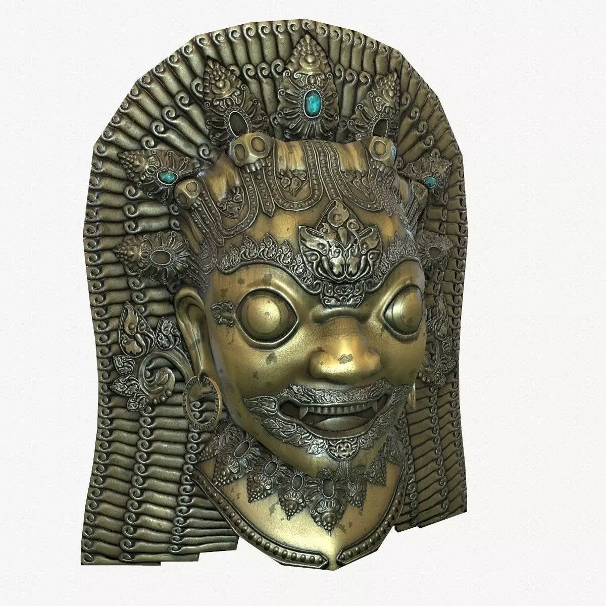 Antique Asian Sculpture Low-poly 3D model_0
