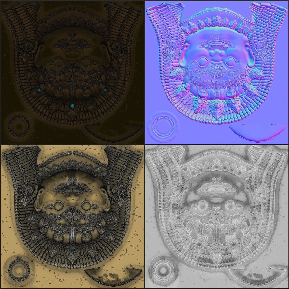 Antique Asian Sculpture Low-poly 3D model_17