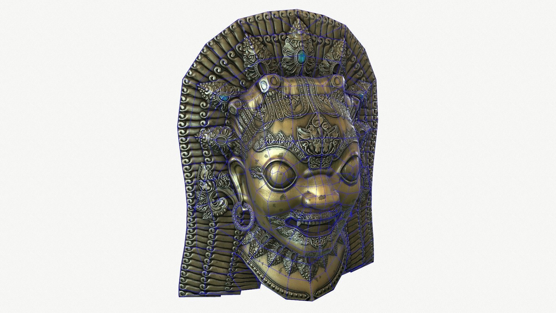 Antique Asian Sculpture Low-poly 3D model_12