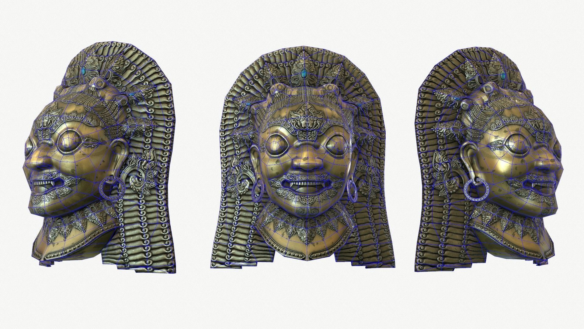 Antique Asian Sculpture Low-poly 3D model_8