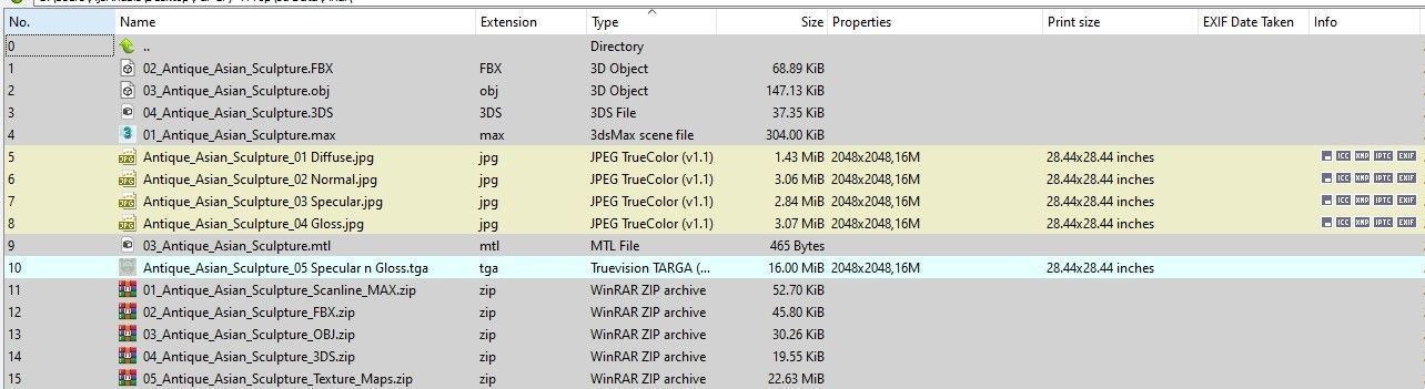 Antique Asian Sculpture Low-poly 3D model_14