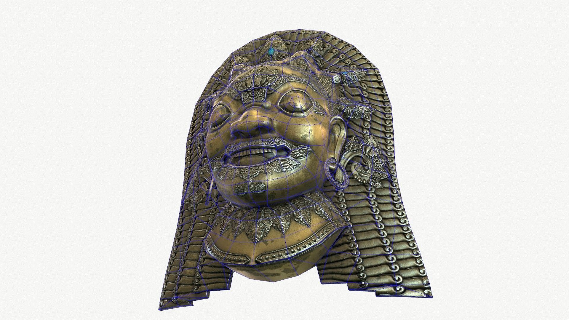 Antique Asian Sculpture Low-poly 3D model_11