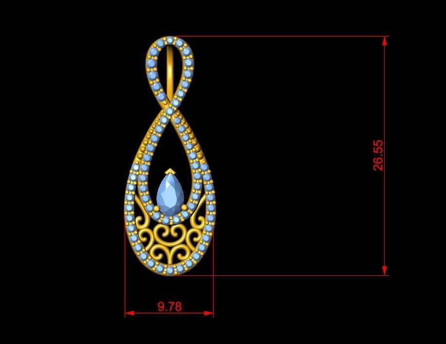 Infinity Teardrop Diamond Pendant 3D print model_6