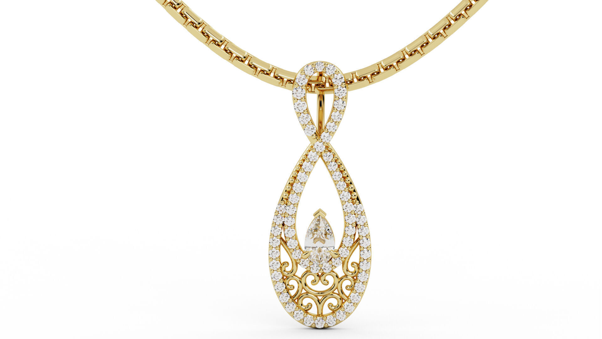 Infinity Teardrop Diamond Pendant 3D print model_1