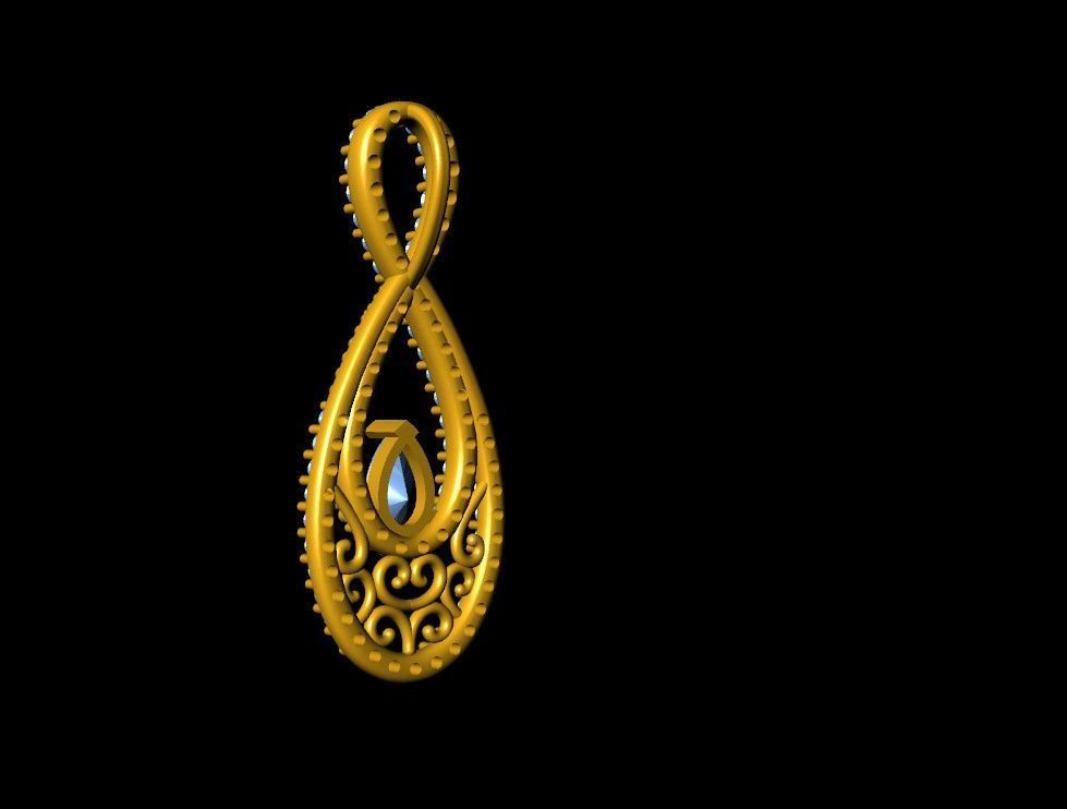 Infinity Teardrop Diamond Pendant 3D print model_9