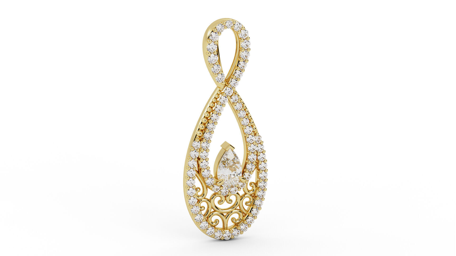 Infinity Teardrop Diamond Pendant 3D print model_3