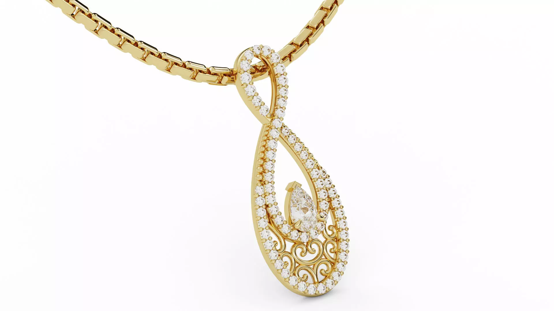 Infinity Teardrop Diamond Pendant 3D print model_0