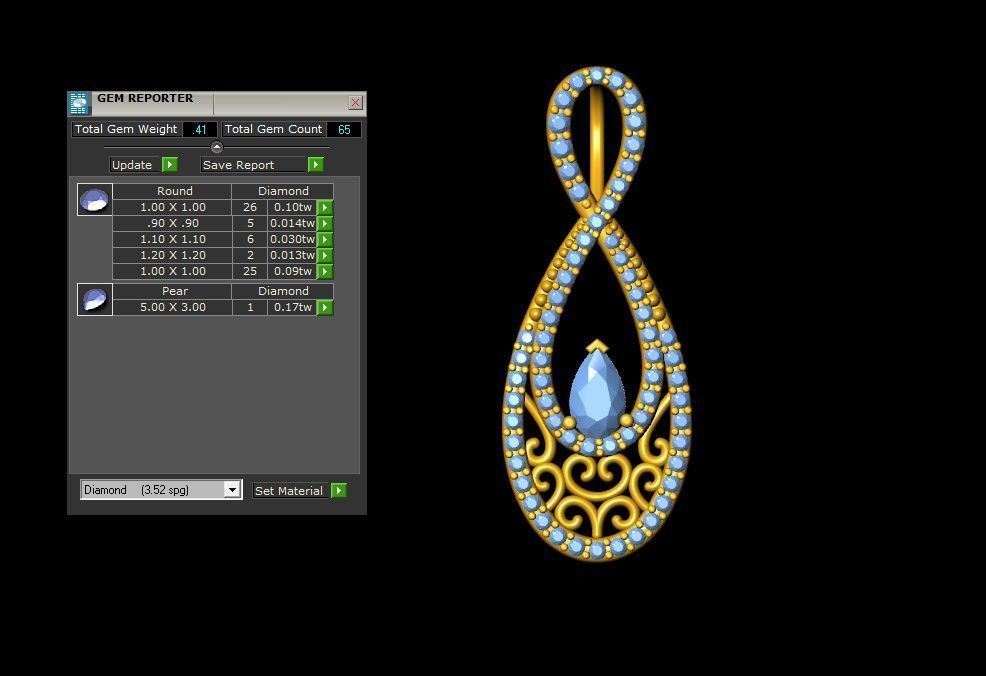 Infinity Teardrop Diamond Pendant 3D print model_5