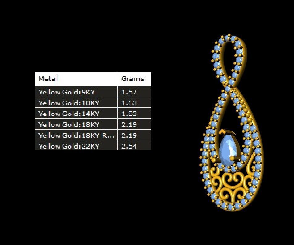 Infinity Teardrop Diamond Pendant 3D print model_10