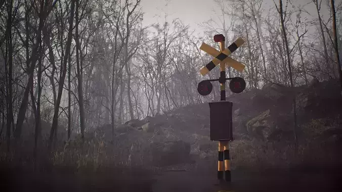 moving railroad crossing 3D model