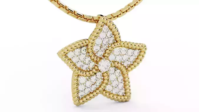 Star Flower Diamond Pendant