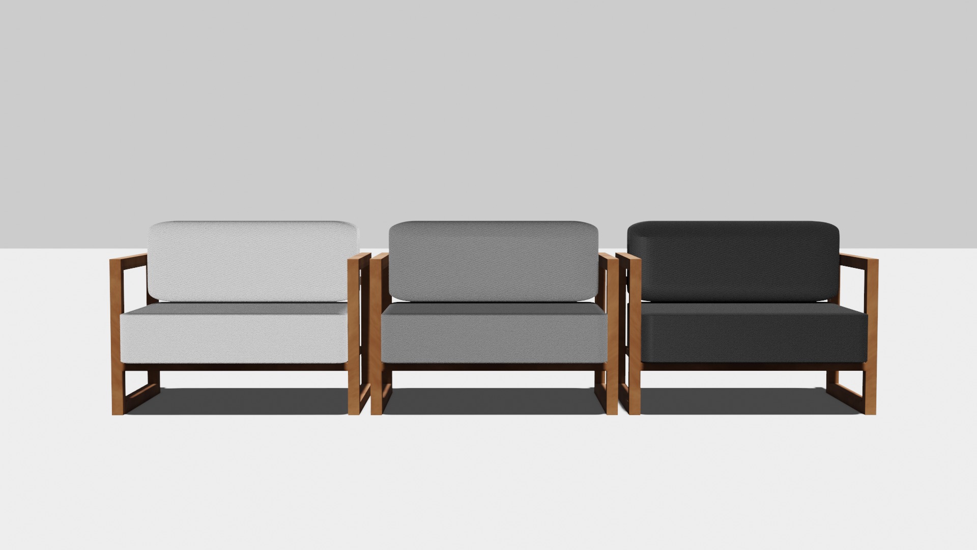 Set of 4 Fabric Armchairs High-Quality 3D Models 3D model_4