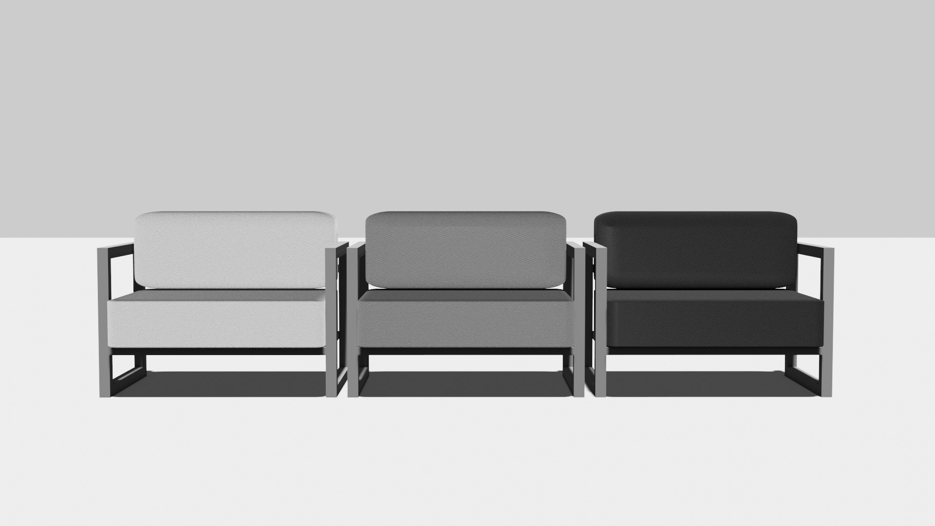 Set of 4 Fabric Armchairs High-Quality 3D Models 3D model_3