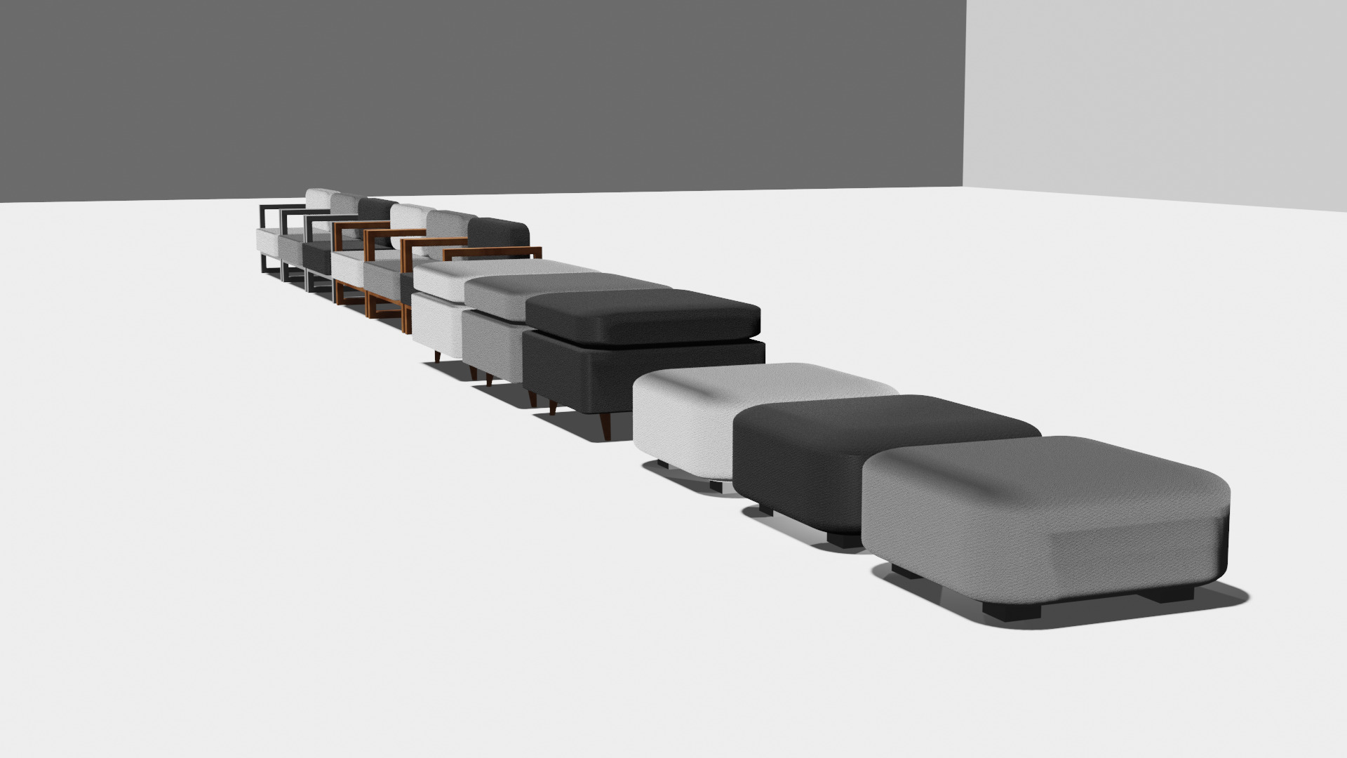 Set of 4 Fabric Armchairs High-Quality 3D Models 3D model_2