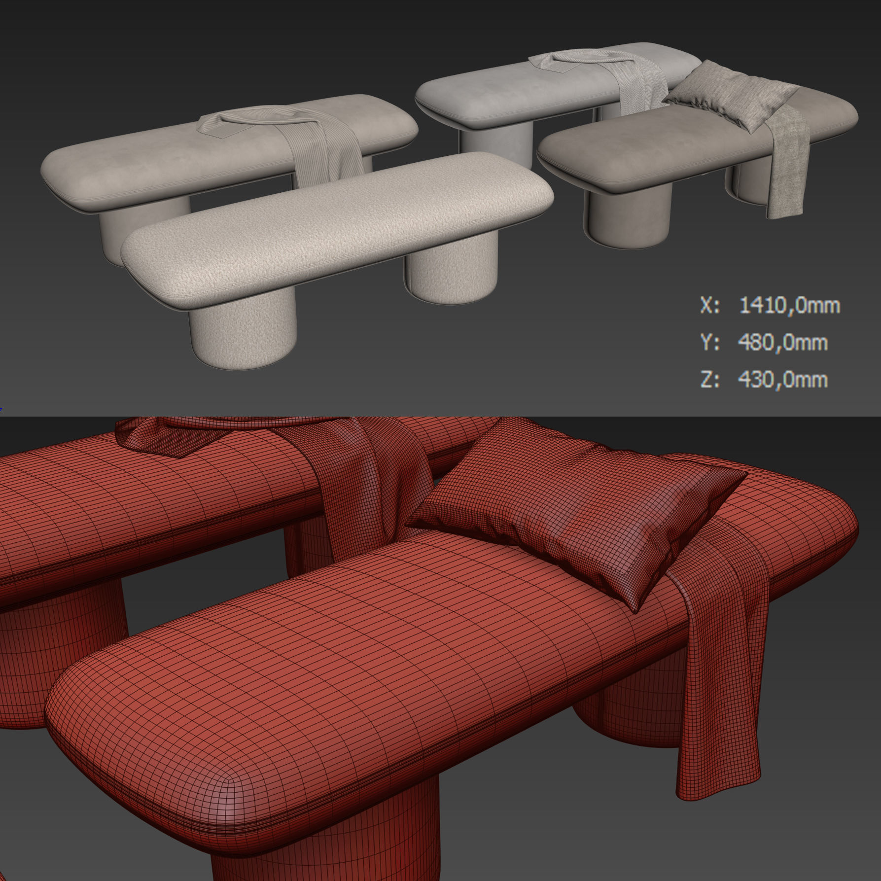 Este Bench By Poly and Bark 3D model_6