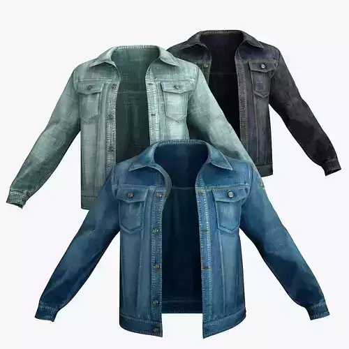 Male Denim Jacket 3 color Low-poly 3D model