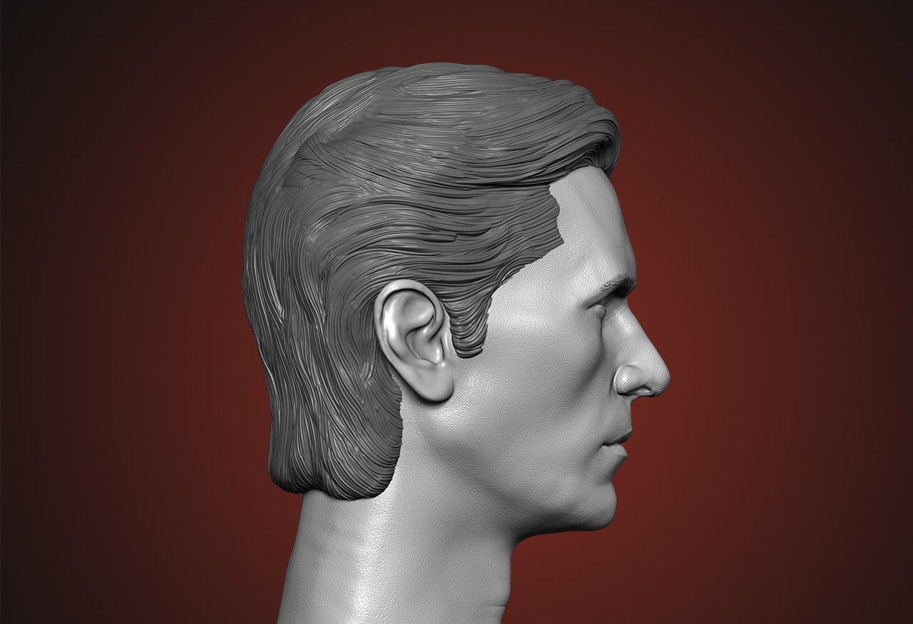 Christian Bale - Bruce Wayne head - Dark Knight Inspired Sculpt 3D print model_4