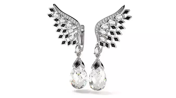 Wing earrings with briolette